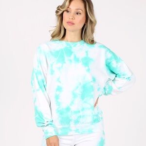 Prince Peter Mint Blue White Cloud Burst Tie Dye Crewneck Sweatshirt XS NWT